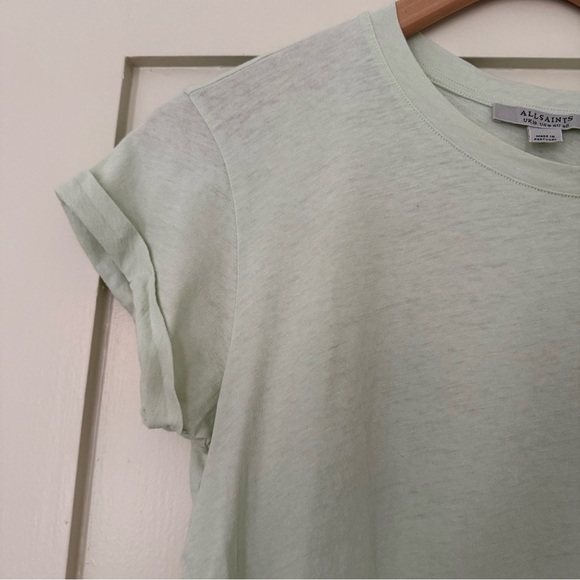All Saints Anna Crewneck Tee in Pale Celery Green - Picture 4 of 5